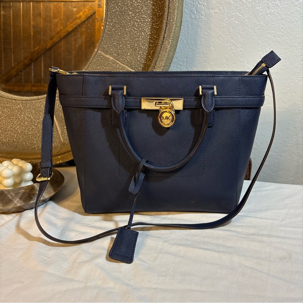 Michael Kors Dark Blue Hamilton handbag purse